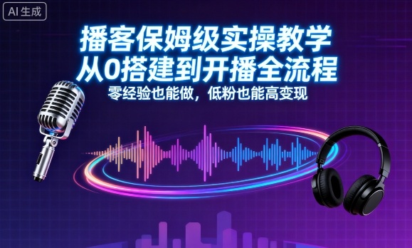 播客保姆级实操教学，从0搭建到开播全流程，零经验也能做，低粉也能高变现-网创先锋
