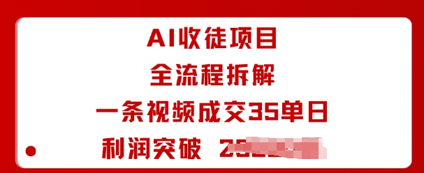 AI收徒项目全流程拆解一条视频成交35单日利润突破1k+-网创先锋