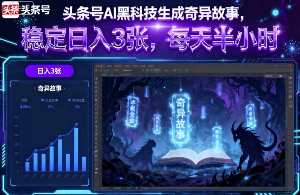 头条号AI黑科技生成奇异故事，稳定日入3张，每天半小时-网创先锋