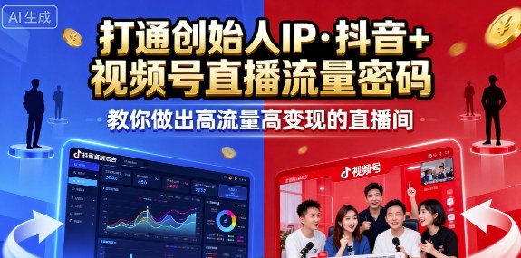 25年直播9-10两期线下课，打通创始人IP，抖音+视频号直播流量密码，教你做出高流量高变现的直播间-网创先锋