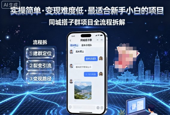 实操简单，变现难度低，最适合新手小白做的项目，每天轻松收入3张，同城搭子群项目全流程拆解-网创先锋