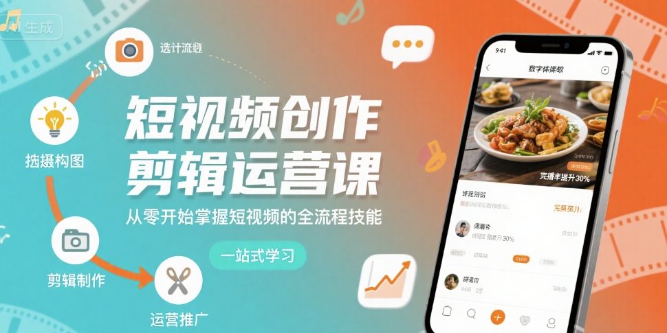 短视频创作剪辑运营课，从零开始掌握短视频的全流程技能-网创先锋