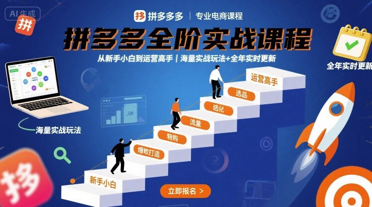 拼多多全阶实战课程，从新手小白到运营高手，海量实战玩法+全年实时更新【2025年9月更新】-网创先锋