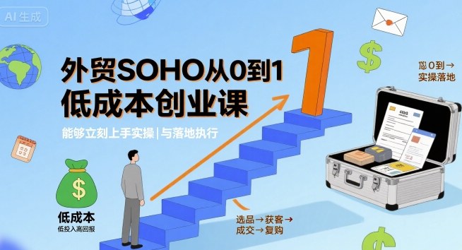 外贸SOHO从0到1低成本创业课，能够立刻上手实操与落地执行-网创先锋
