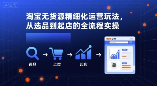 淘宝无货源精细化运营玩法，从选品到起店的全流程实操-网创先锋