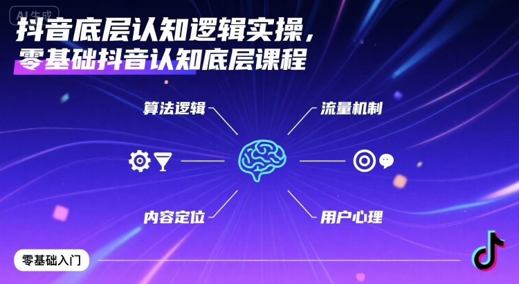 抖音底层认知逻辑实操，零基础抖音认知底层课程-网创先锋