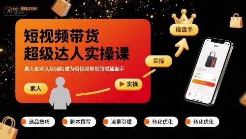 短视频带货超级达人实操课，素人也可以从0到1成为短视频带货领域操盘手-网创先锋