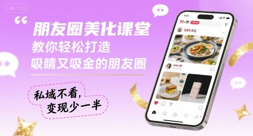 朋友圈美化课堂，教你轻松打造，吸睛又吸金的朋友圈，私域不看，变现少一半-网创先锋