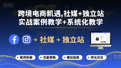 跨境电商新机遇，社媒+独立站，实战案例教学+系统化教学-网创先锋