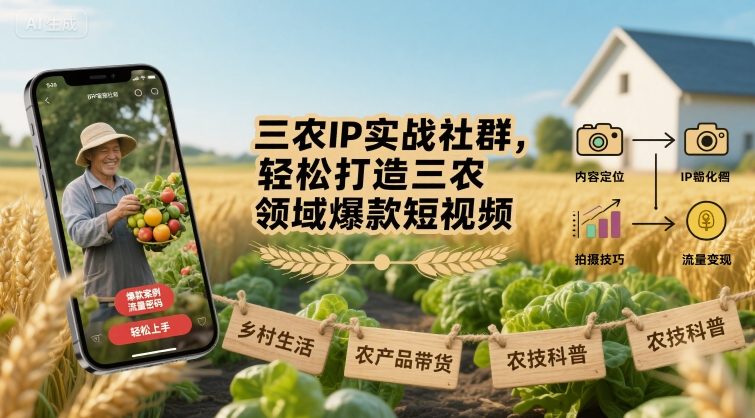 三农IP实战社群，轻松打造三农领域爆款短视频-网创先锋